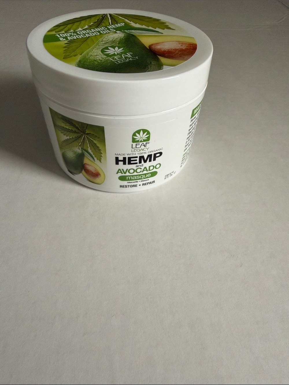 Legacy Hemp & Avocado Hair Masque - White & Green